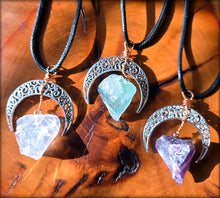 Load image into Gallery viewer, Crescent Moon Raw Stone Necklace
