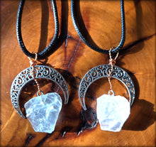 Load image into Gallery viewer, Crescent Moon Raw Stone Necklace
