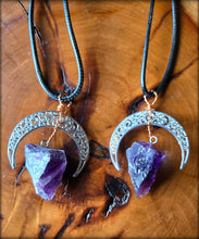 Load image into Gallery viewer, Crescent Moon Raw Stone Necklace
