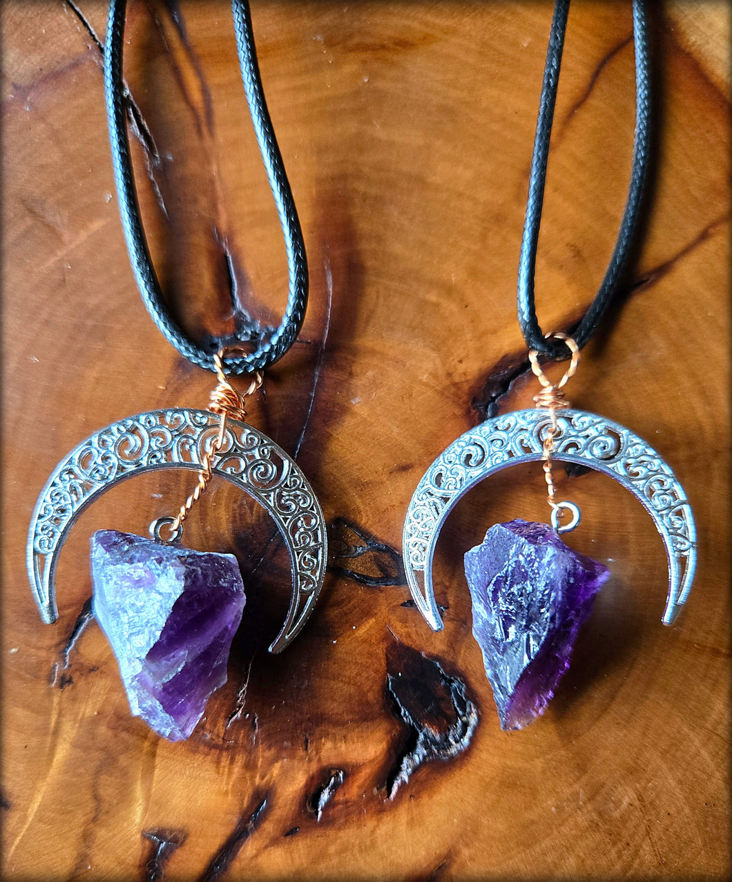 Crescent Moon Raw Stone Necklace